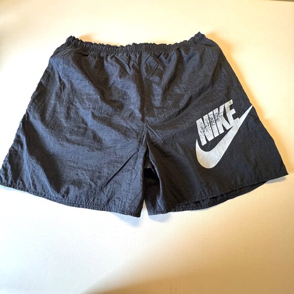 VTG Nike Swim Shorts Mens XL Black 90s Mesh Liner Big Swoosh Logo - Picture 1 of 14